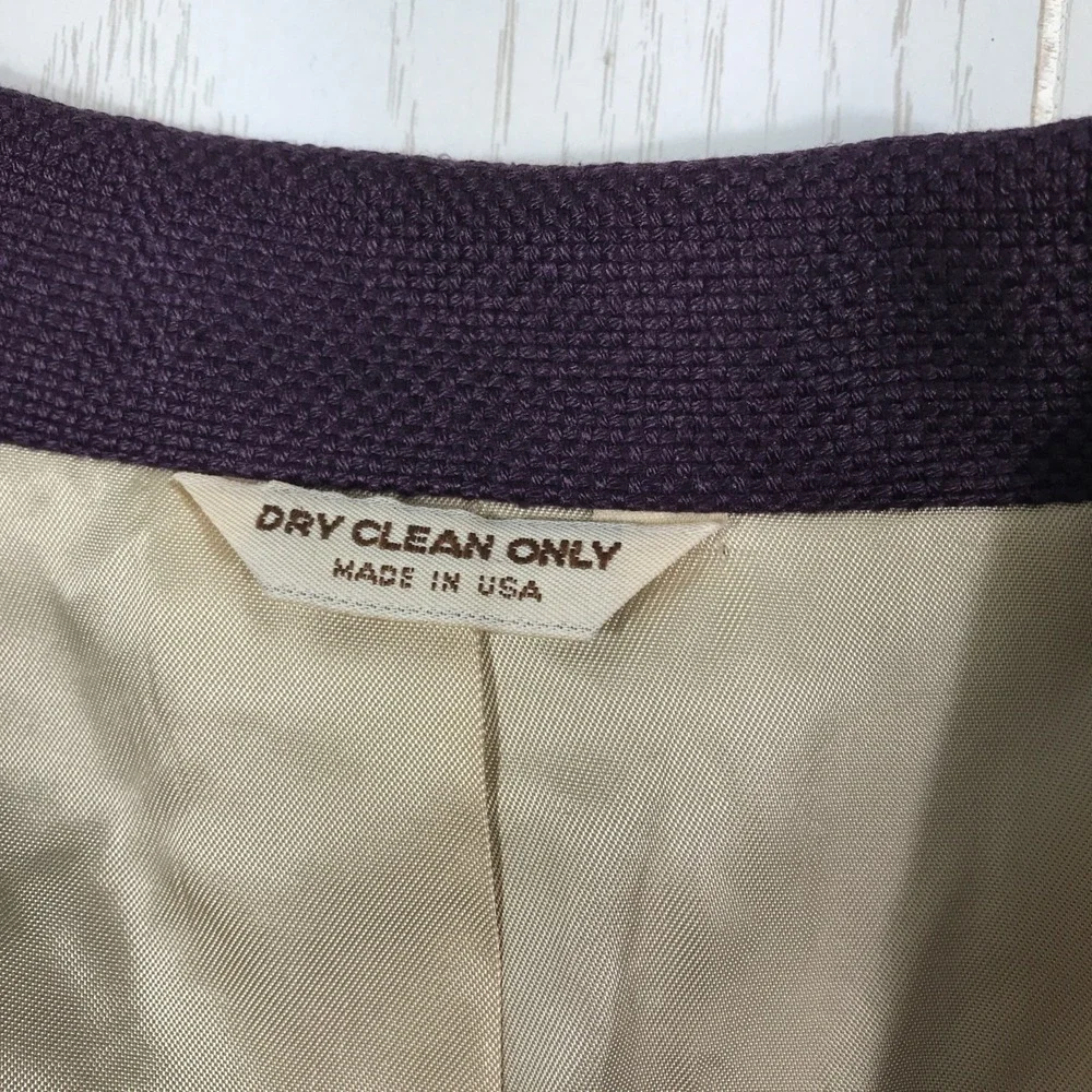 Vintage Bill Blass Silk Blazer Mens 44 Purple 2 Button Pockets Academia 80s